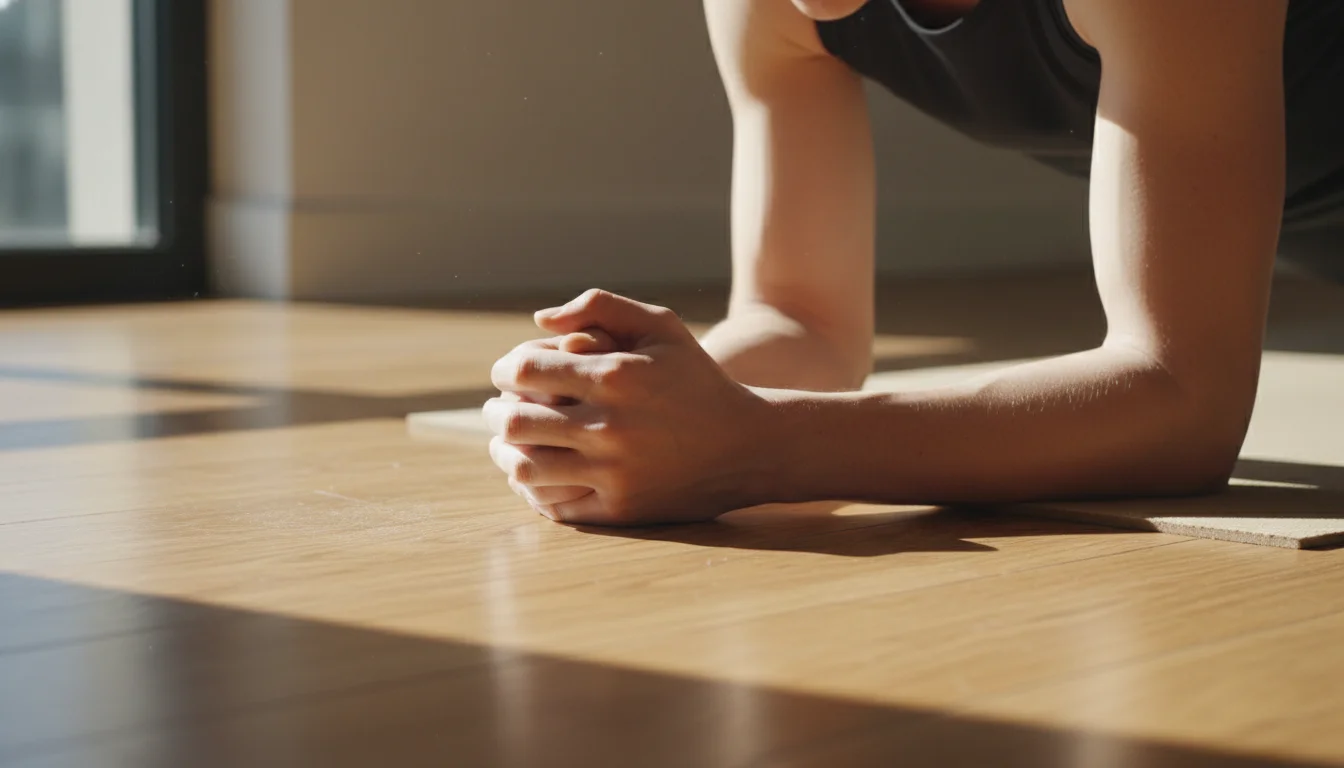 performing plank exercise on floor