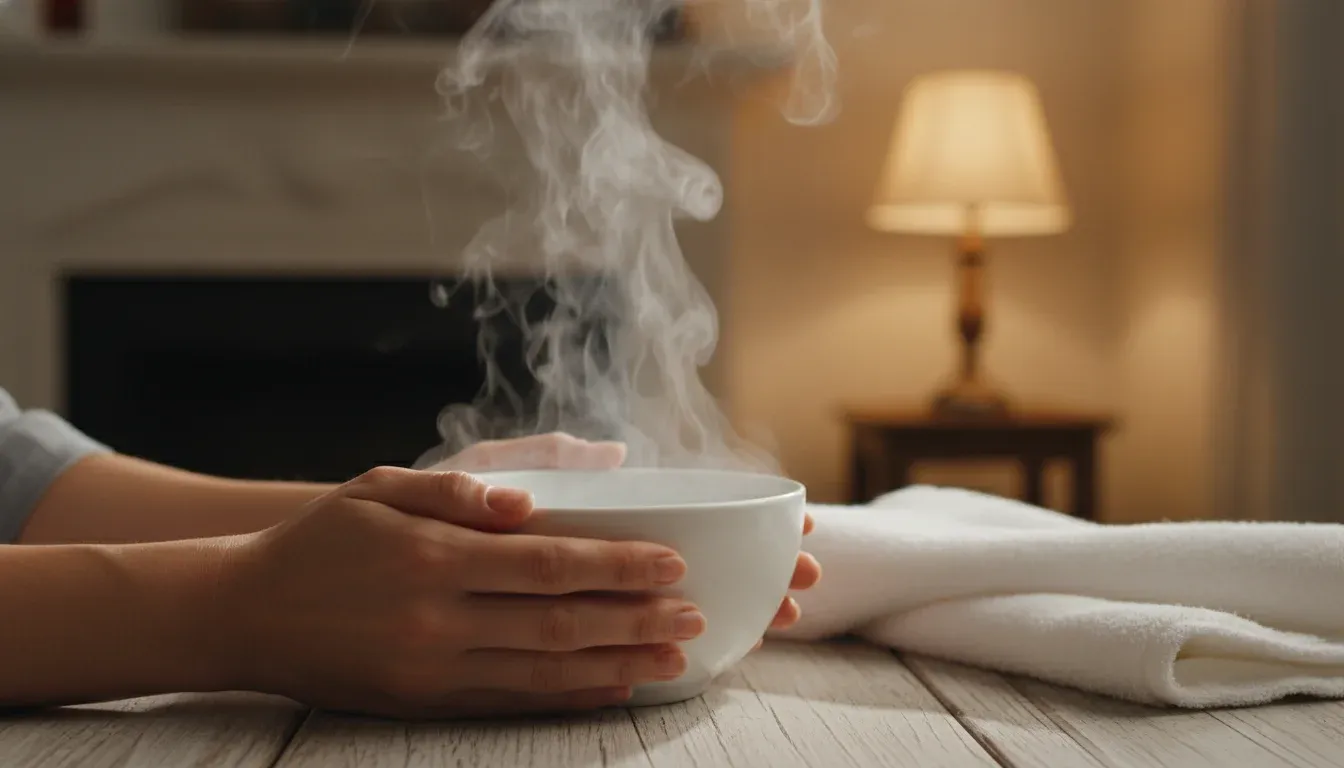 bowl of steaming hot water for steam inhalation