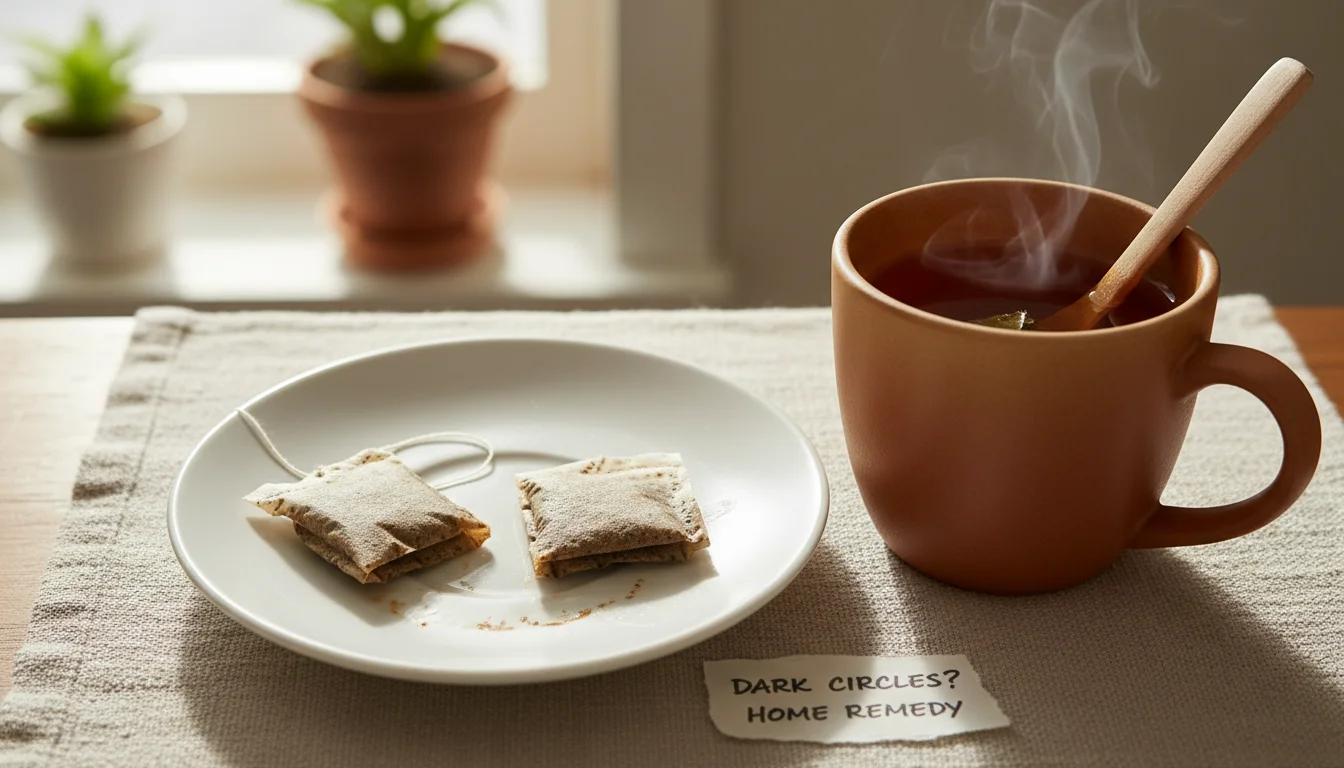Chilled tea bags ready to be placed on eyes for dark circle treatment