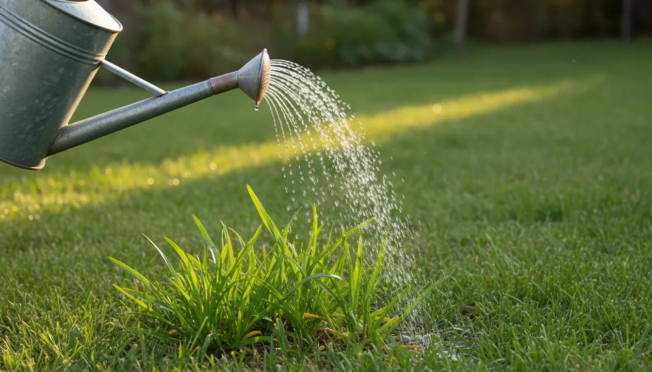 applying sugar water treatment to nutsedge