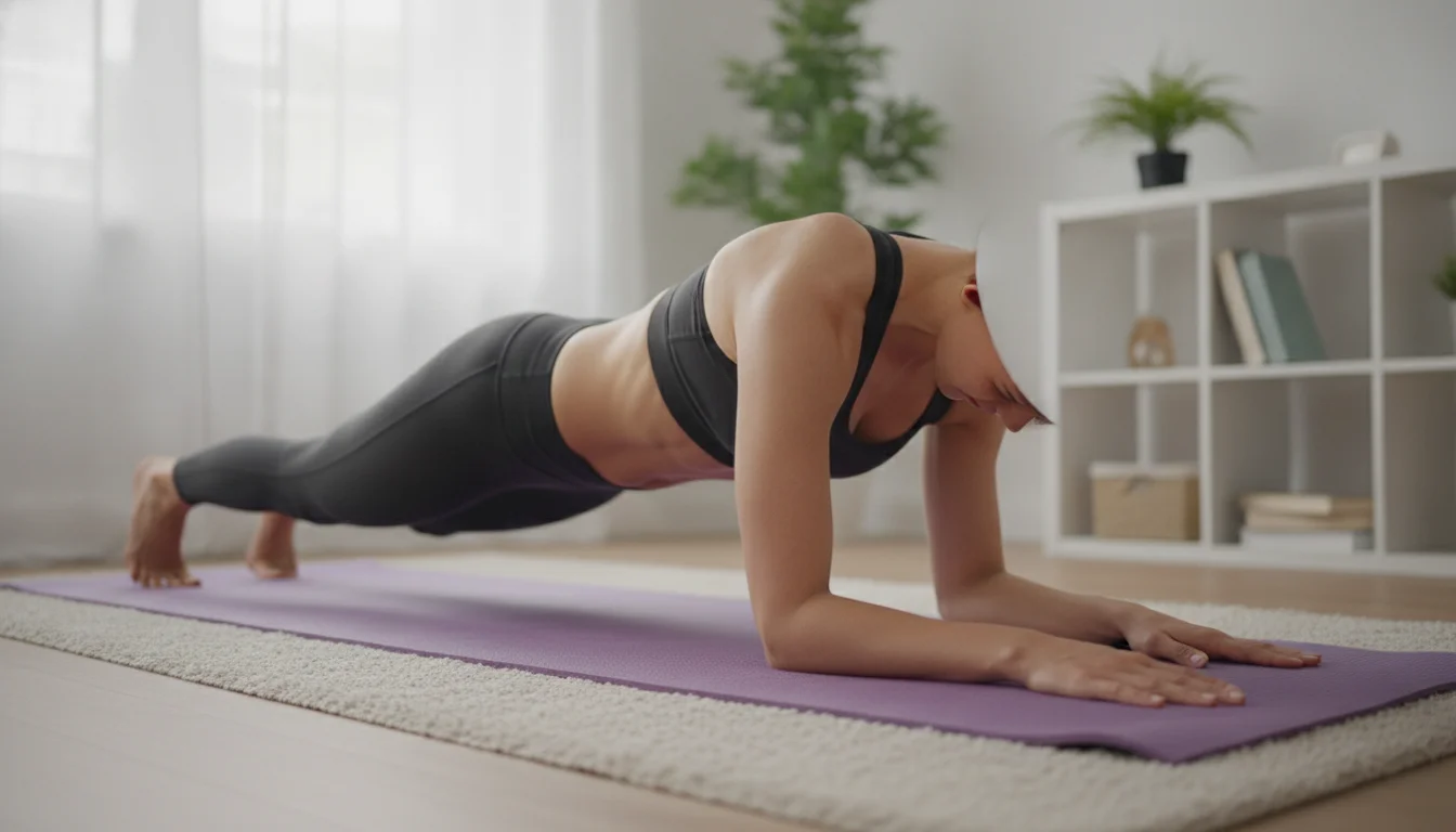 person holding a forearm plank to strengthen the core