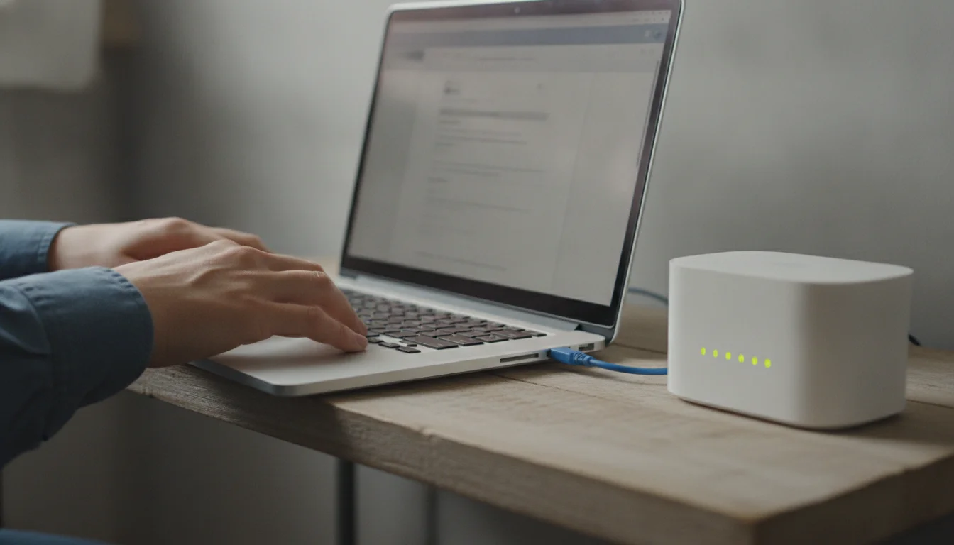 Logging in to a home router from a laptop to block the TV's ad domains
