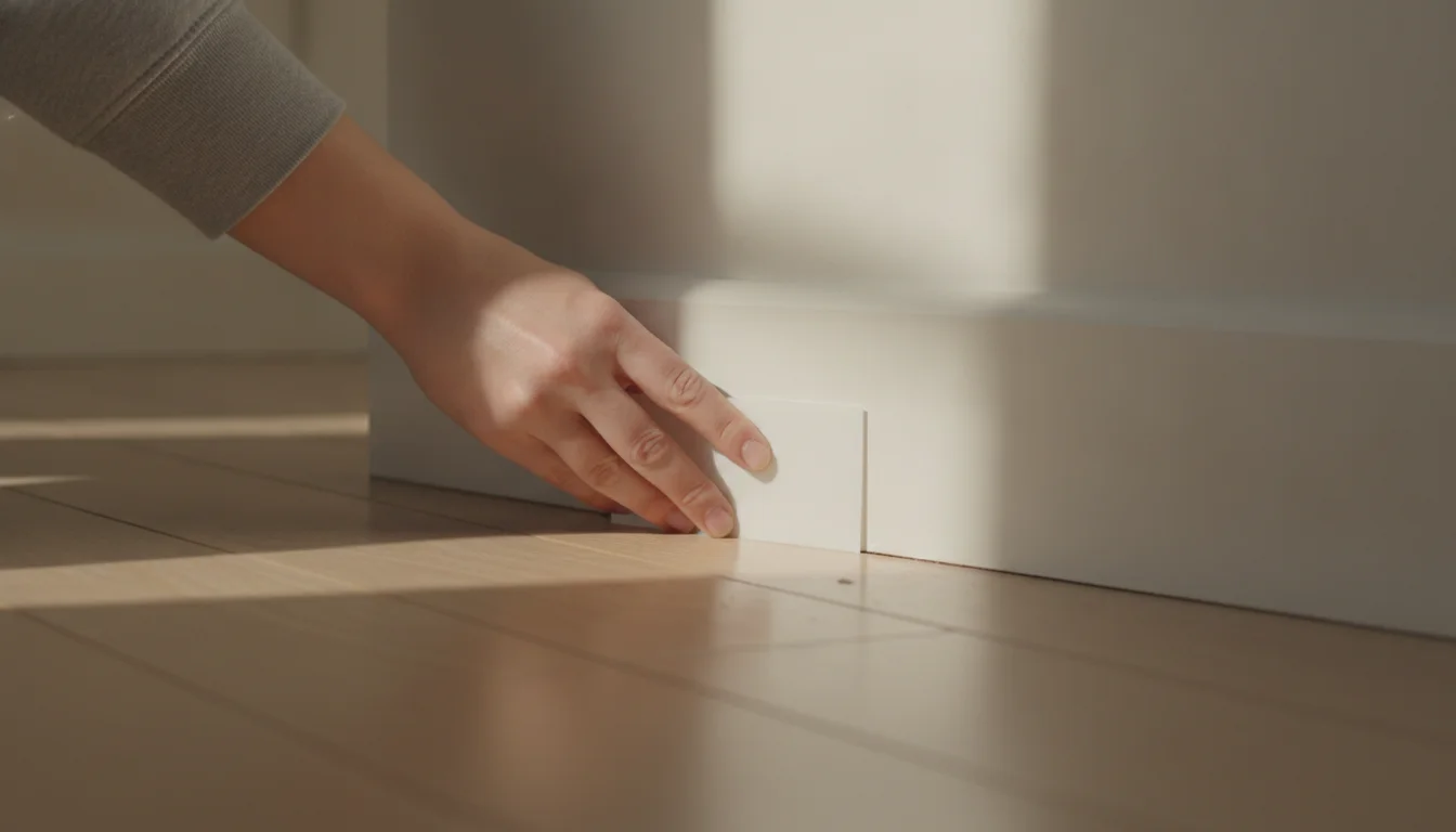 placing a sticky trap against the baseboard in a room corner