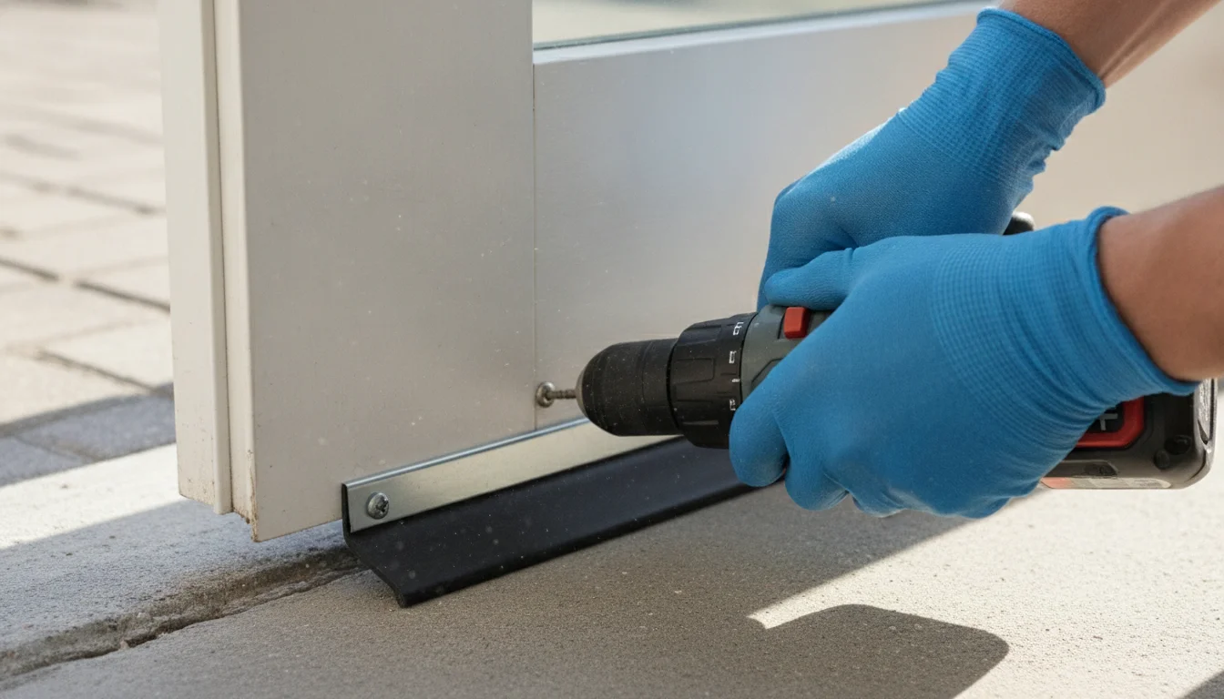 fitting a rubber door sweep to the bottom of an exterior door